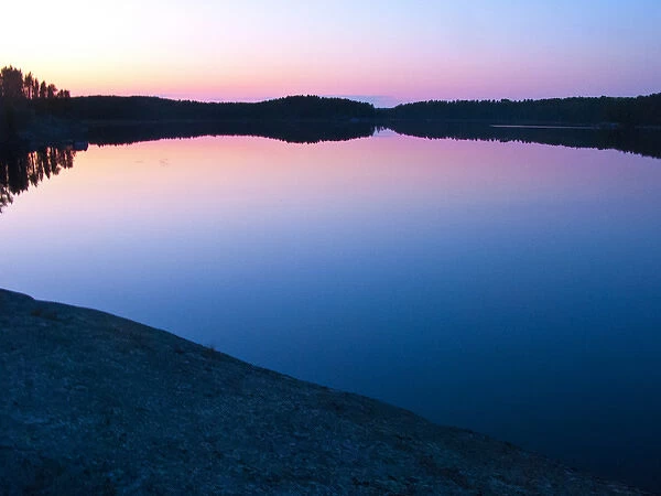 North America, Canada, Ontario, Quetico Park, Lake Kawnipi. wilderness, Pink Sunset