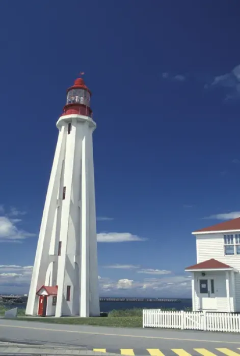 Framed Print : North America, Canada, Quebec, Gaspe Peninsula (Gaspesie) Pointe-au-Pere Lighthouse