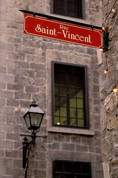North America, Canada, Quebec, Montreal. Old Montreal, street sign detail