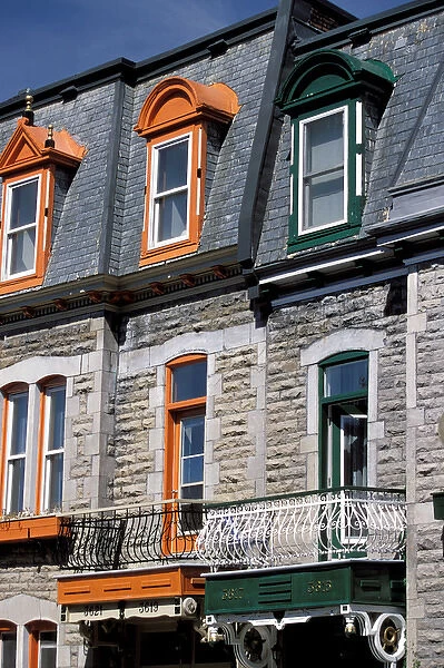 North America, Canada, Quebec, Montreal. Colorful houses, Rue du Bullion