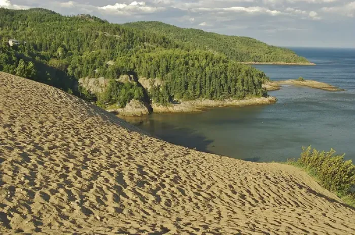 Framed Print : North America, Canada, Quebec, North Shore, Tadoussac. View of Tadoussac Dunes