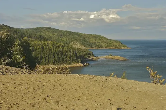 Framed Print : North America, Canada, Quebec, North Shore, Tadoussac. View of Tadoussac Dunes