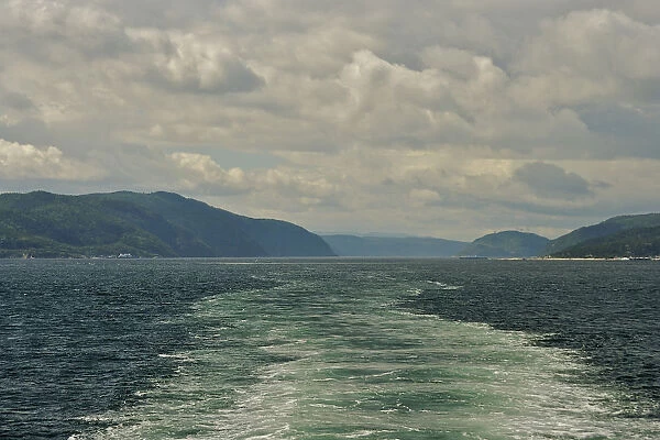 North America, Canada, Quebec, North Shore. A view of Saguenay Fjord from a whale