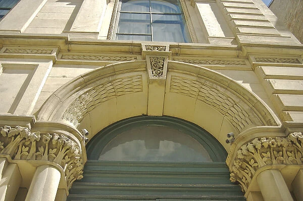 North America, Canada, Quebec, Old Quebec City. Architectural details over a doorway