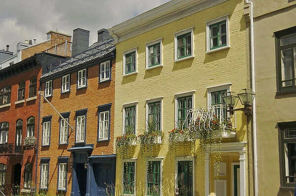 North America, Canada, Quebec, Old Quebec City. The colorful facades of some Old