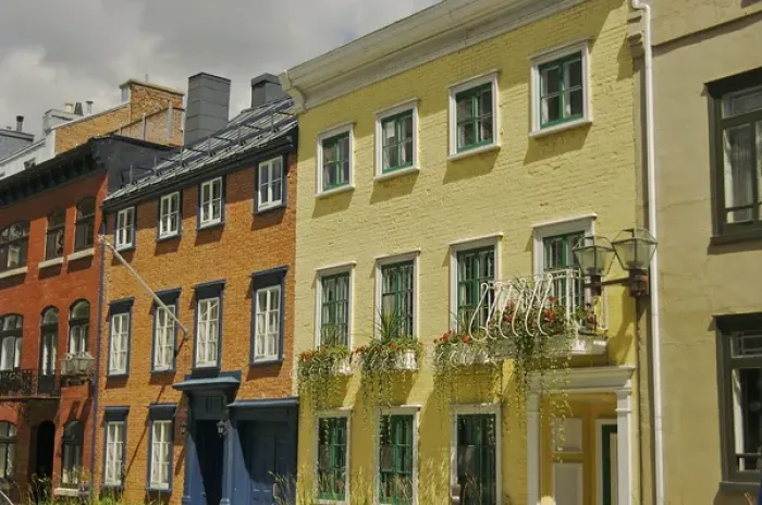 Framed Print : North America, Canada, Quebec, Old Quebec City. The colorful facades of some Old