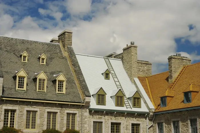 Framed Print : North America, Canada, Quebec, Old Quebec City, Lower Town. Upper windows and roofs