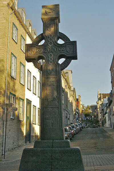 North America, Canada, Quebec, Old Quebec City. Large stone Celtic Cross given
