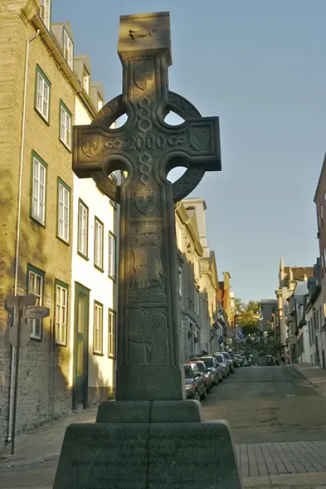 Framed Print : North America, Canada, Quebec, Old Quebec City. Large stone Celtic Cross given