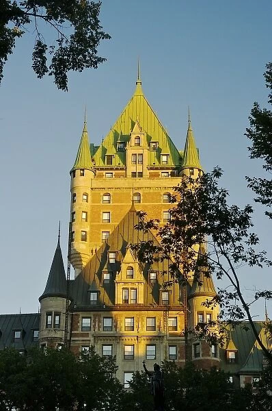 North America, Canada, Quebec, Old Quebec City. View of upper levels of the Chateau