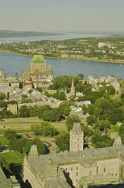 North America, Canada, Quebec, Quebec City. View from above of the front of the Parliament Building