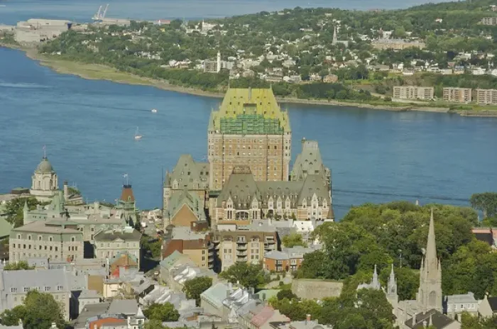 Framed Print : North America, Canada, Quebec, Quebec City. View from above of Old Quebec City