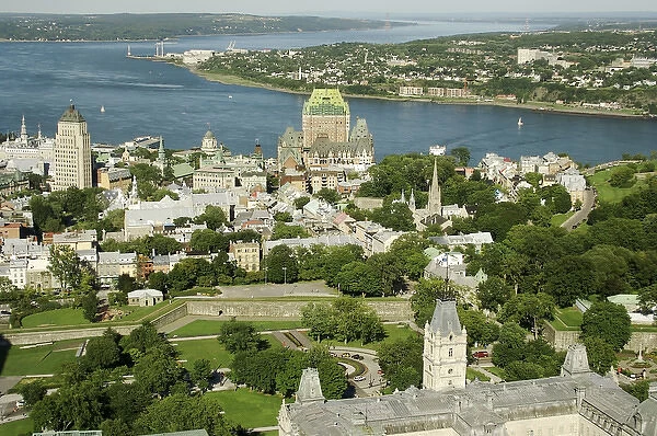 North America, Canada, Quebec, Quebec City. View from above of the front of the Parliament building