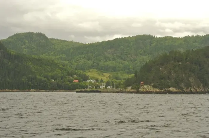 Framed Print : North America, Canada, Quebec, Saguenay. Sainte-Rose-du-Norde seen from a cruise