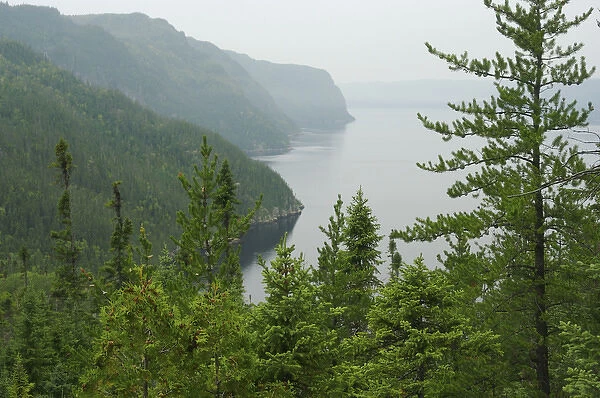 North America, Canada, Quebec, Saguenay, L Anse-Saint-Jean. View from the Tabatiere