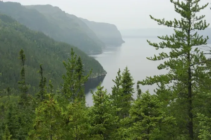 Framed Print : North America, Canada, Quebec, Saguenay, L Anse-Saint-Jean. View from the Tabatiere