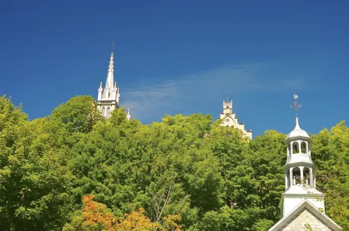 Framed Print : North America, Canada, Quebec, Sainte-Anne-de-Beaupre. Some spires near the basilica