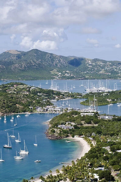 North America, Caribbean, Antigua. English Harbor taken from Shirley Heights
