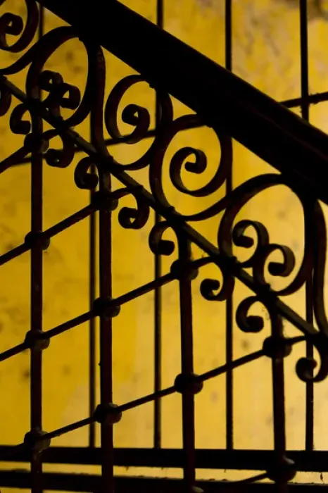 Framed Print : North America, Caribbean, Cuba, Havana, railing and ironwork in apartment (silhouette) Framed Print : North America, Caribbean, Cuba, Havana, railing and ironwork in apartment (silhouette)