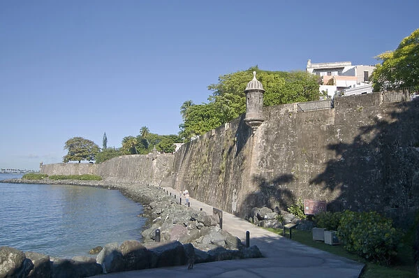 North America; Caribbean; Puerto Rico; San Juan. The citys wall, known as aALa Muralla