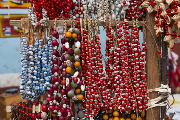 Framed Print : North America, Latin America, Caribbean, Cuba, Trinidad. Beaded necklaces for sale