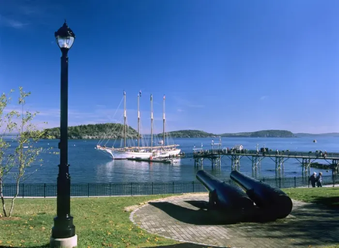 Framed Print : North America, Maine, New England, Bar Harbor. A beautiful four masted sailing ship Framed Print : North America, Maine, New England, Bar Harbor. A beautiful four masted sailing ship