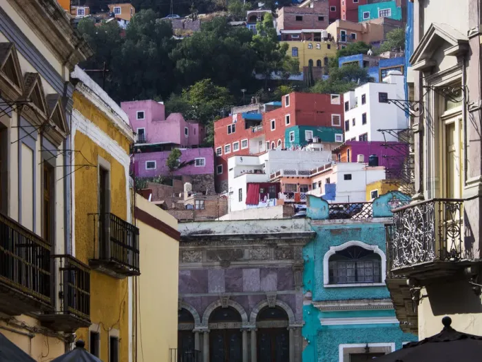 Framed Print : North America; Mexico; Ganajuanto; Colorful Back Alley of Guanajuato Mexico
