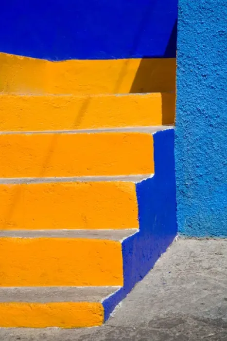 Framed Print : North America, Mexico, Guanajuato. Colorful stairs of building Framed Print : North America, Mexico, Guanajuato. Colorful stairs of building