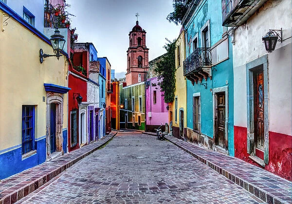 North America; Mexico; Guanajuato; Colorful Back Alley of Guanajuato Mexico