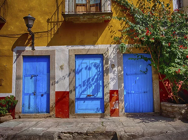 North America; Mexico; Guanajuato; Colorful Doors of the Back Alley of Guanajuato Mexico