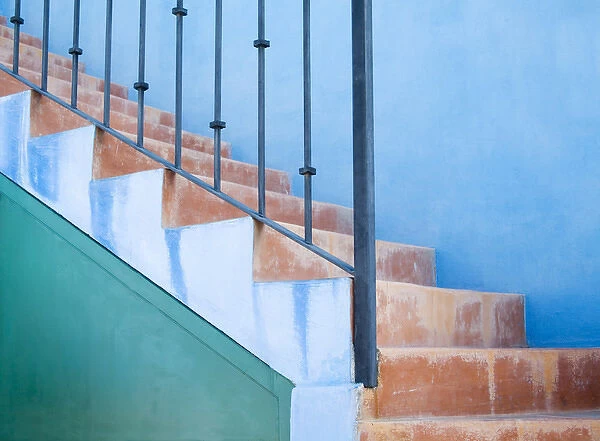 North America, Mexico, Guanajuato state, San Miguel de Allende. Colorful stairs