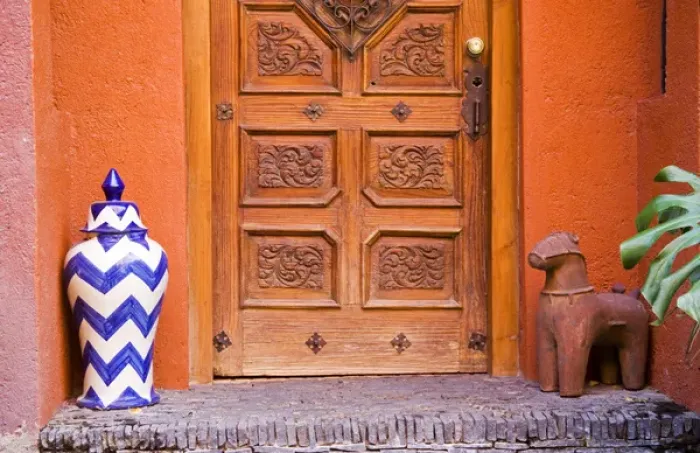 Framed Print : North America, Mexico, Guanajuato state, San Miguel. Casa de la Cuesta, a six bedroom bed