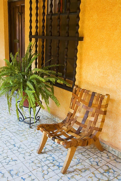 North America, Mexico, Guanajuato state, San Miguel de Allende. Leather chair in
