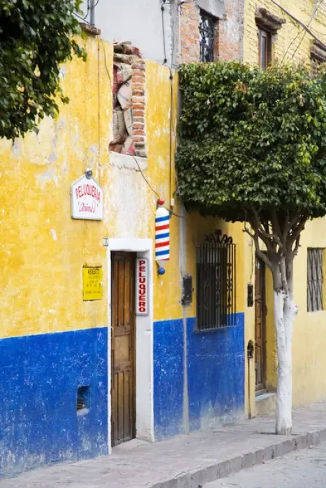 Framed Print : North America, Mexico, Guanajuato state, San Miguel de Allende. A barber shop