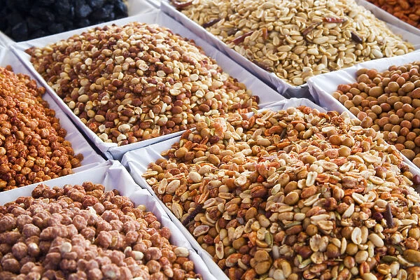 North America, Mexico, Guanajuato state, San Miguel de Allende. Nuts on display