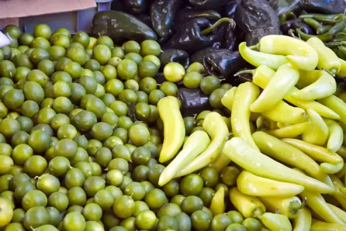 Framed Print : North America, Mexico, Guanajuato state, San Miguel de Allende. Limes and chilies