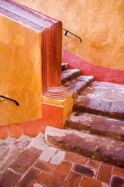 North America, Mexico, Guanajuato state, San Miguel de Allende. Stairs leading