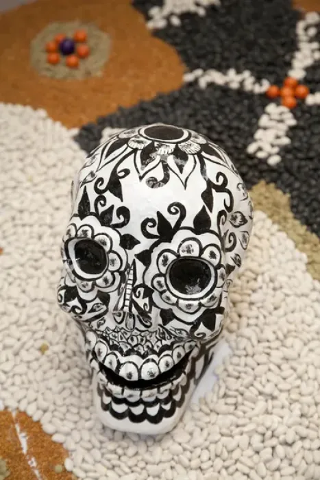 Framed Print : North America, Mexico, Guanajuato State, Guanajuato, painted skull and design made
