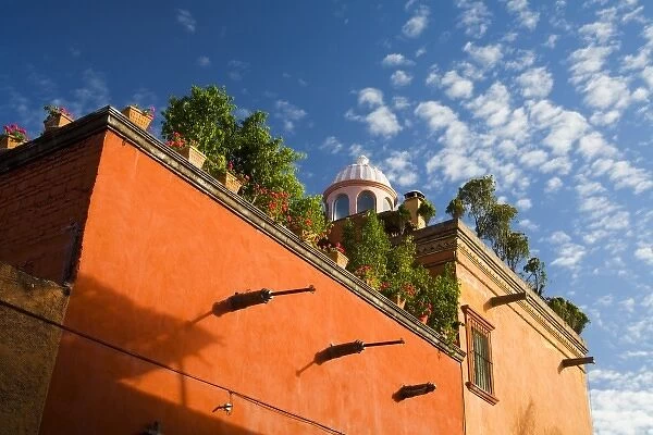 North America, Mexico, Guanajuato state, San Miguel de Allende. Flower pots on the