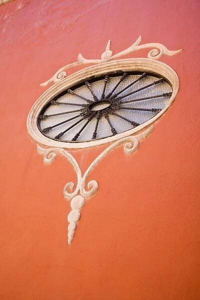 North America, Mexico, Guanajuato state, San Miguel de Allende. An ornate window on a house