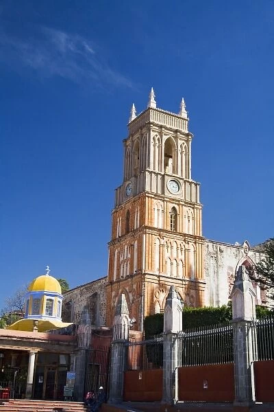 North America, Mexico, Guanajuato state, San Miguel de Allende. Clock tower of the La Parroquia