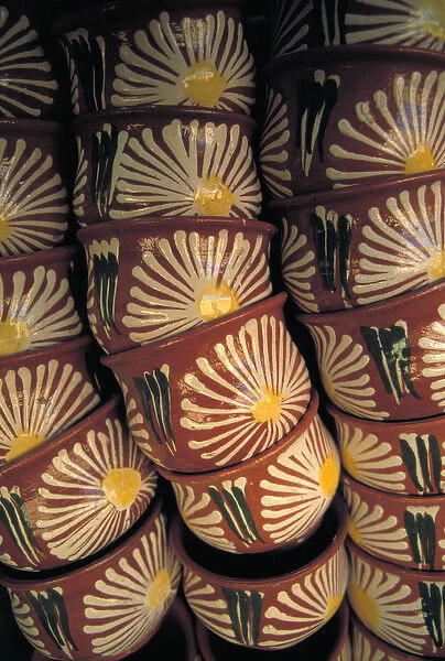 North America, Mexico, Oaxaca Inexpensive pottery for everyday use displayed in