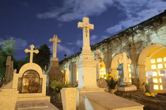 Framed Print : North America, Mexico, Oaxaca Province, Oaxaca, Pantheon San Miguel Cemetery, crosses