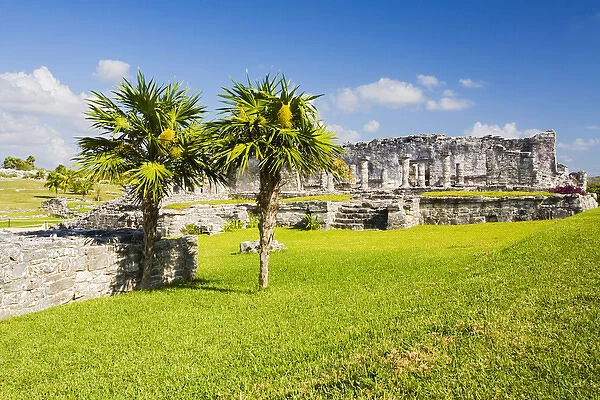 North America, Mexico, Quintana Roo, Tulum. The Tulum ruins are located on 39-ft (12-m) cliffs