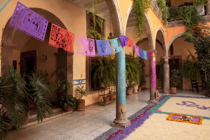 Framed Print : North America, Mexico, San Miguel de Allende, traditional courtyard adorned with Framed Print : North America, Mexico, San Miguel de Allende, traditional courtyard adorned with