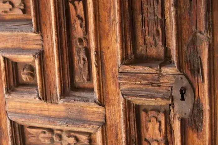 Framed Print : North America, Mexico, San Miguel de Allende, weathered carved wooden door Framed Print : North America, Mexico, San Miguel de Allende, weathered carved wooden door