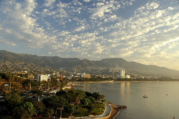 North America, Mexico, State of Guerrero, Acapulco. Overview of Acapulco Bay with