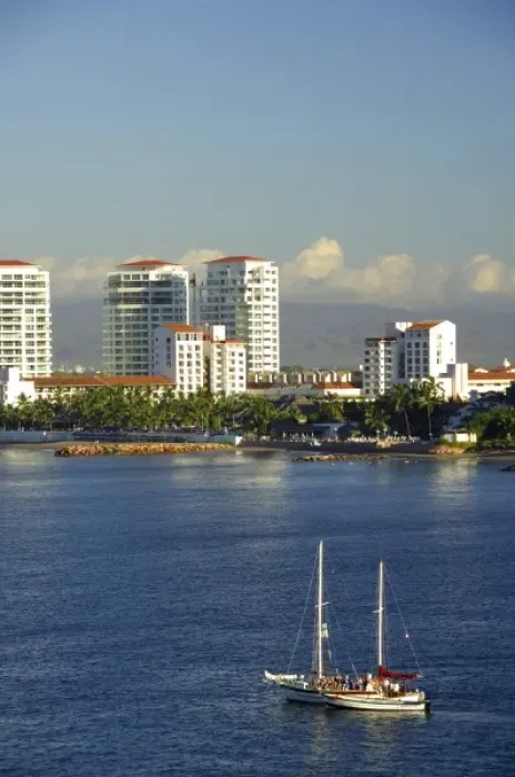 Framed Print : North America, Mexico, State of Jalisco, Puerto Vallarta. View of Puerto Vallarta from Banderas Bay