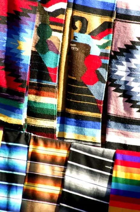 Framed Print : North America, Mexico, State of Sinaloa, Mazatlan. Typical Mexican souvenir blankets