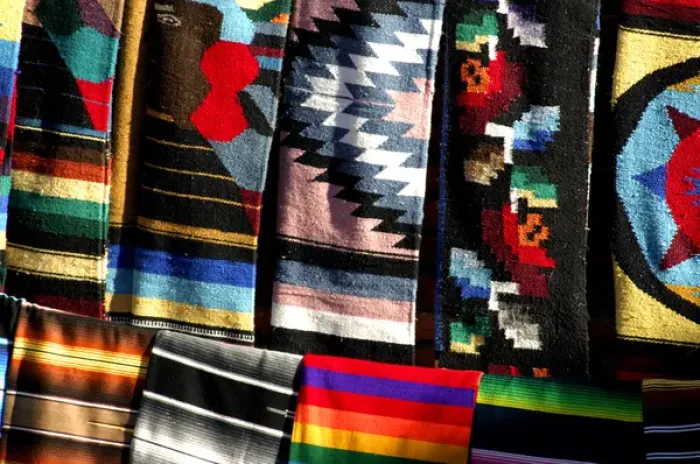 Framed Print : North America, Mexico, State of Sinaloa, Mazatlan. Typical Mexican souvenir blankets